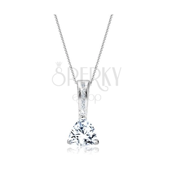 Necklace made of 925 silver - triangular zircon and decorative clasp