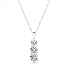 Silver necklace -  three zircons in compound mount