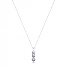 Silver necklace -  three zircons in compound mount