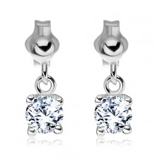 Earring made of 925 silver - clear zircon gripped to stud, 5 mm