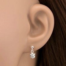 Earring made of 925 silver - clear zircon gripped to stud, 5 mm