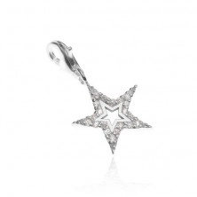 Pendant made of 925 silver - glittering star with a cutout