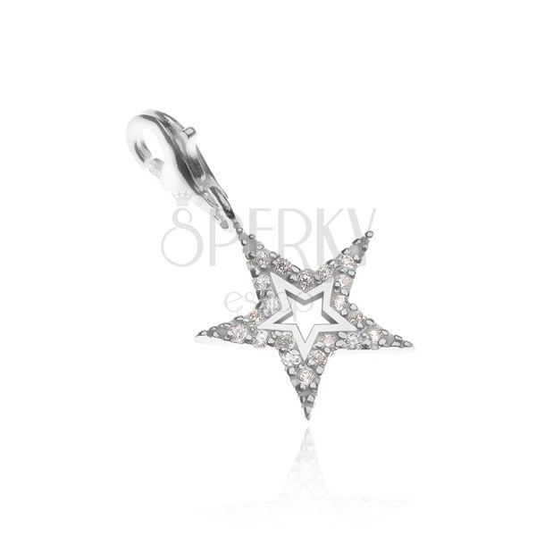 Pendant made of 925 silver - glittering star with a cutout