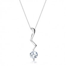 Silver necklace - lightning ending with clear zircon