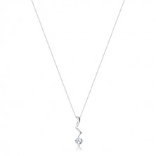 Silver necklace - lightning ending with clear zircon