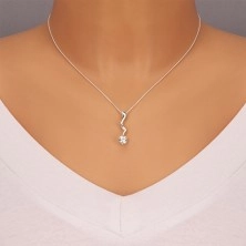 Silver necklace - lightning ending with clear zircon