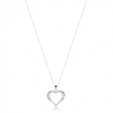 Silver necklace - wider glittering outline of heart