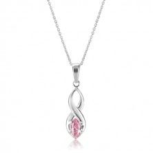 Necklace made of 925 silver - pointy eight and pink zircon