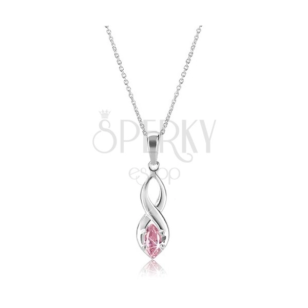 Necklace made of 925 silver - pointy eight and pink zircon