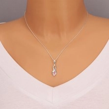 Necklace made of 925 silver - pointy eight and pink zircon