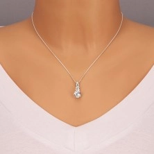 Silver necklace - two big zircons on chain