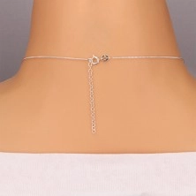 Silver necklace - elongated tear inlaid with zircons