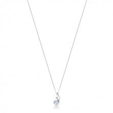 Silver necklace - zircon in opened frame with protrusion