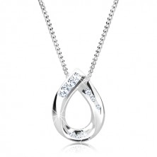 Silver chain and pendant - joined horseshoe with zircons