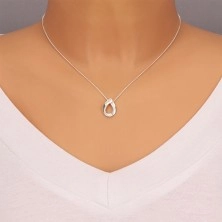 Silver chain and pendant - joined horseshoe with zircons