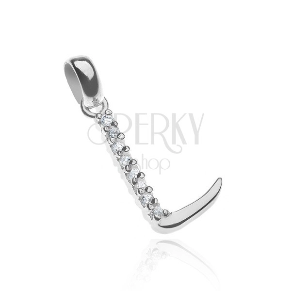 Pendant made of 925 silver - letter L shape, zircon line