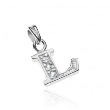 Pendant made of 925 silver - letter L, engraved with zircons