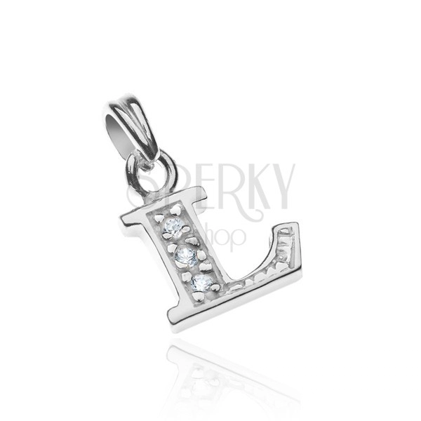 Pendant made of 925 silver - letter L, engraved with zircons