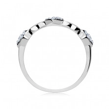 Silver ring - shimmering and smooth hearts