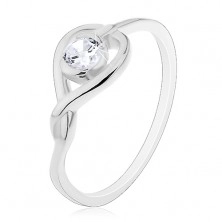 Ring made of 925 silver – crossed silhouette of heart with zircon