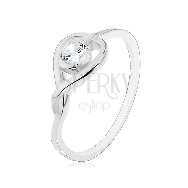 Ring made of 925 silver – crossed silhouette of heart with zircon