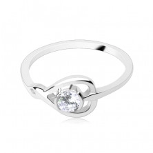 Ring made of 925 silver – crossed silhouette of heart with zircon