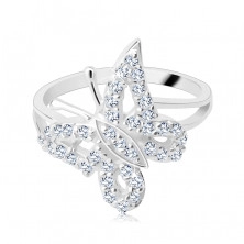 Ring made of 925 silver - rounded glittering zircon butterfly