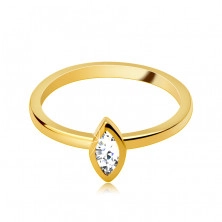 Ring made of 925 silver – protruded zircon in grain-shaped hoop, gold tone