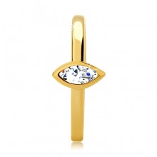 Ring made of 925 silver – protruded zircon in grain-shaped hoop, gold tone