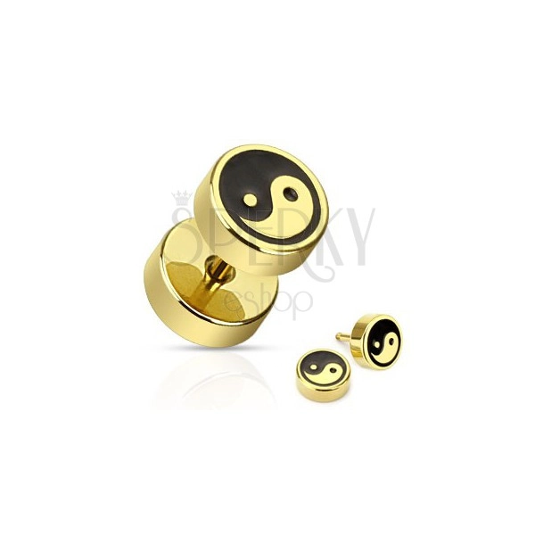 Fake steel plug - Jing Jang of gold-black colour