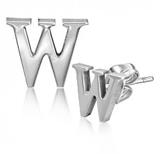 Stud steel earrings - block capital W