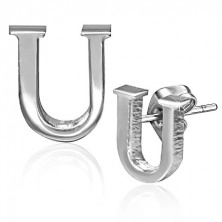 Steel earrings - stud closure and letter U