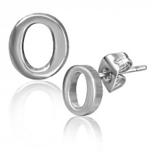 Steel earrings - shiny letter O, studs