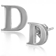 Steel earrings - letter D, studs