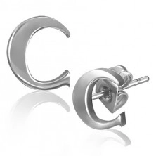 Stud earrings made of steel - smooth letter C