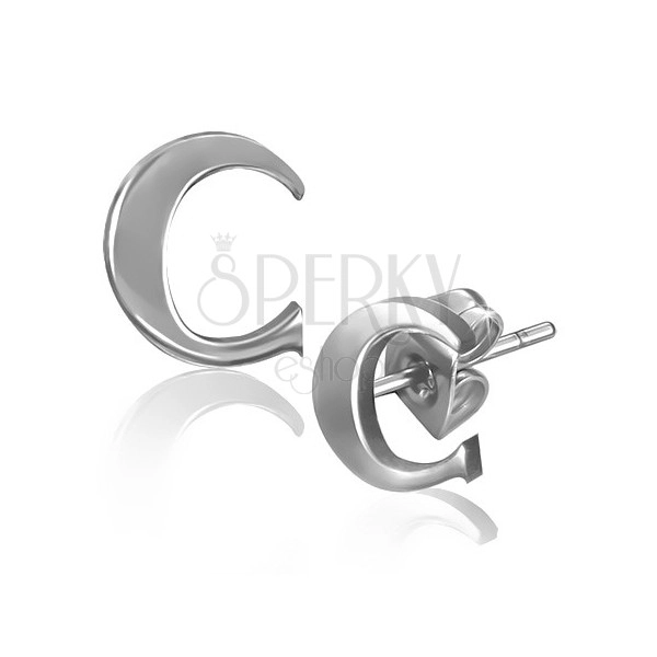 Stud earrings made of steel - smooth letter C